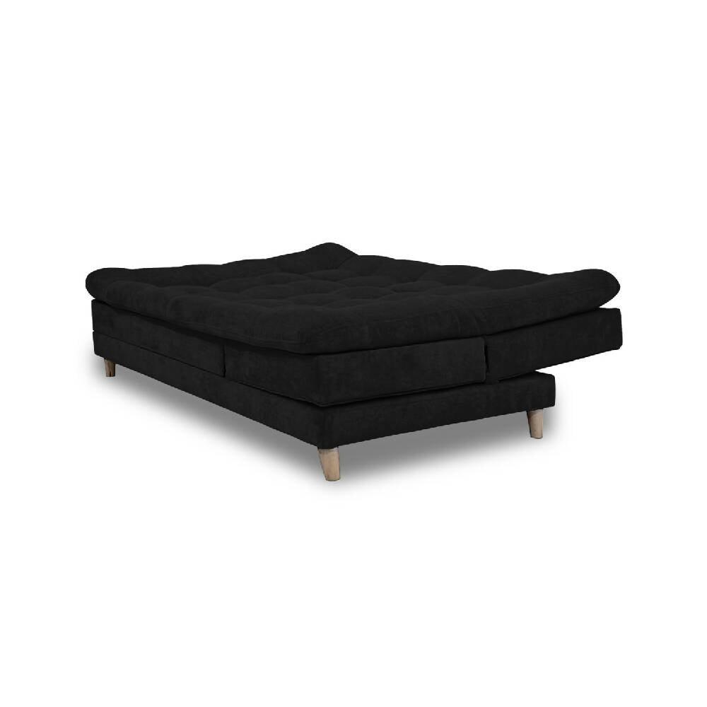 Sofá cama Cameron negro Antirasguño, patas de madera - VIRTUAL MUEBLES