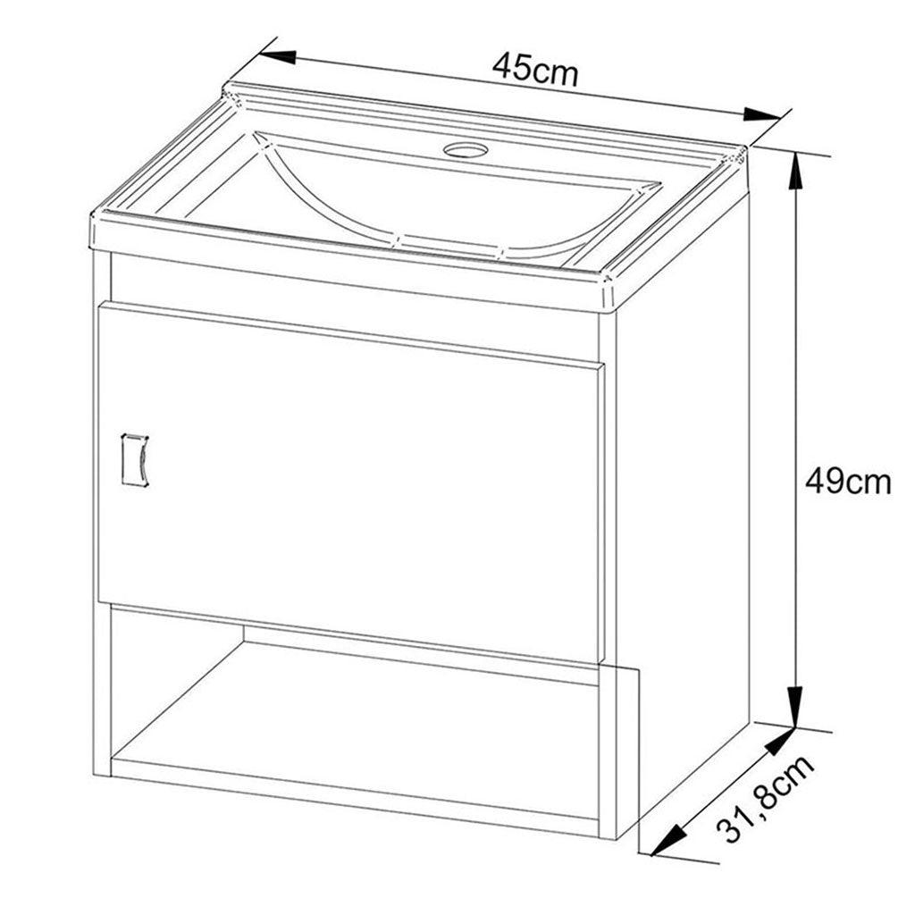 Mueble de baño con lavamanos linz teca/blanco - VIRTUAL MUEBLES