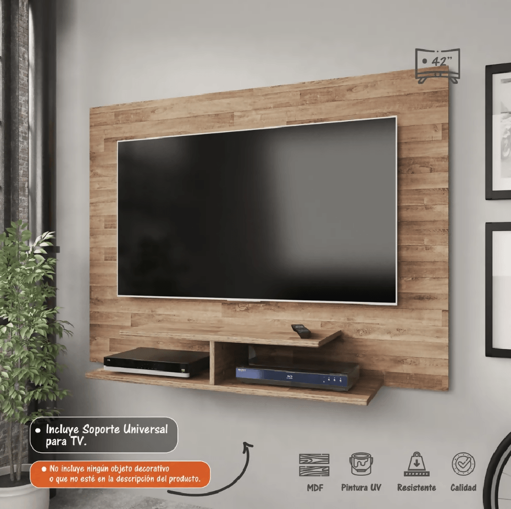 Panel Bertolini Jet Plus Rústico Para Pantalla Hasta 42” Incluye Soporte de TV