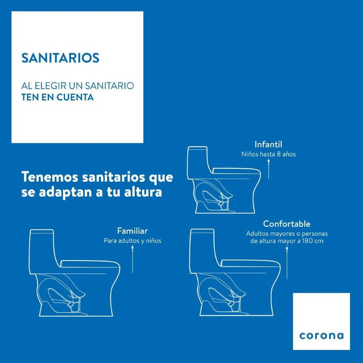 Sanitario Corona Smart Alongado Blanco - VIRTUAL MUEBLES