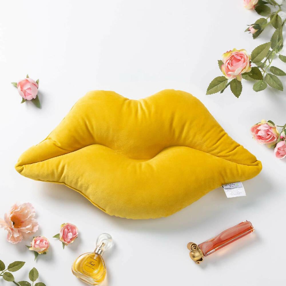 Cojín Labios Beso Amarillo - VIRTUAL MUEBLES