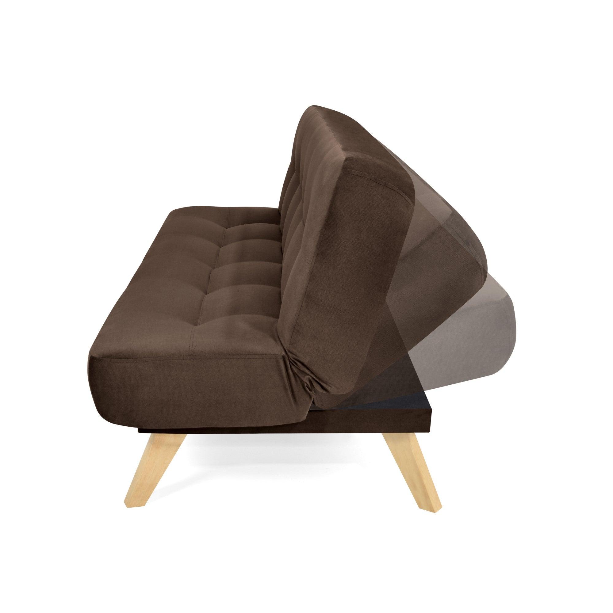 Sofa Cama Porto 3 Posiciones Tela Chocolate - VIRTUAL MUEBLES