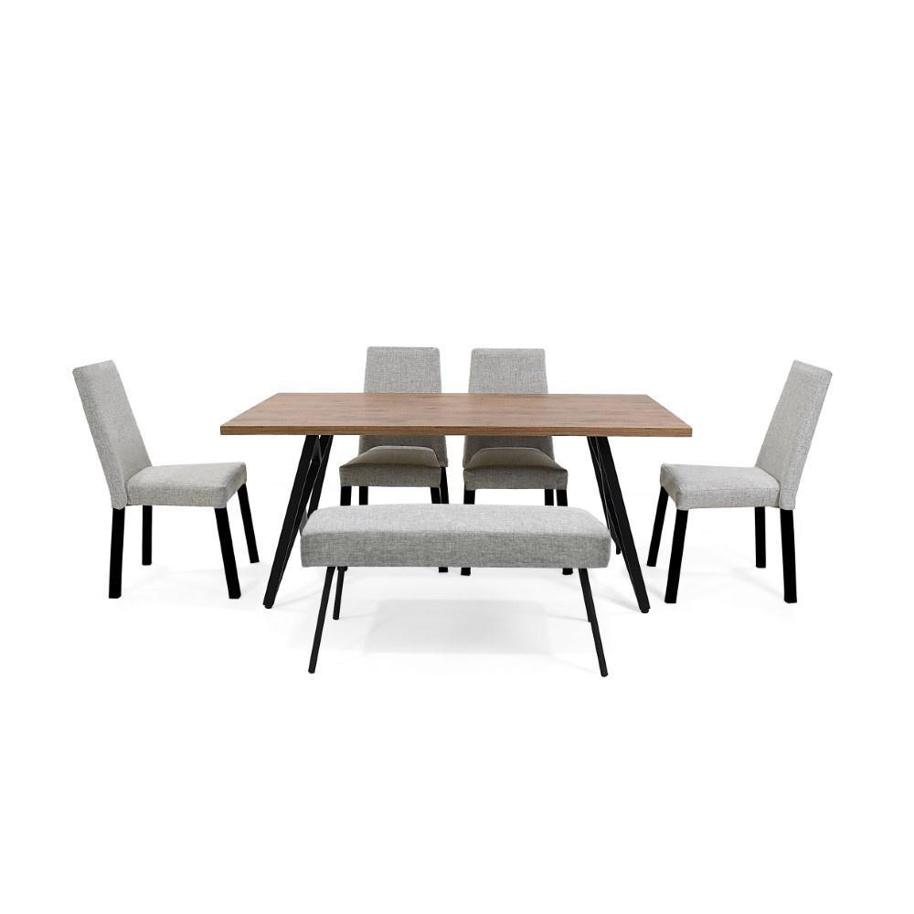 Set de Comedor Malaga con 4 Sillas Viena y 1 Banqueta Cadiz Tela Taupe