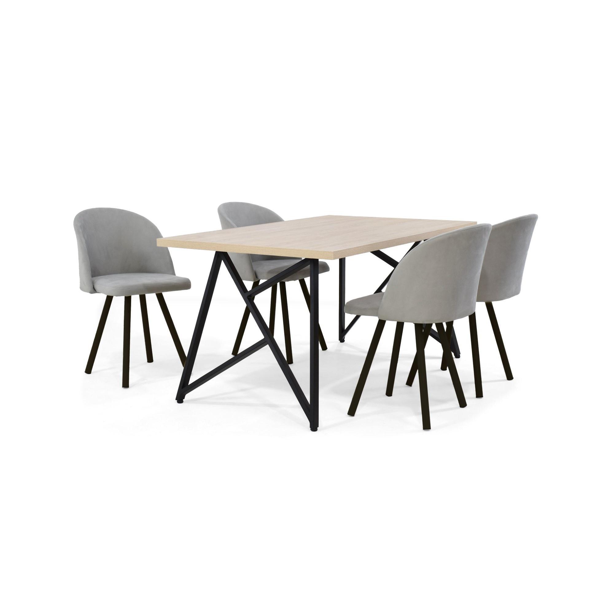Comedor 4 Puestos Malaga Silla Sevilla Tela Plata