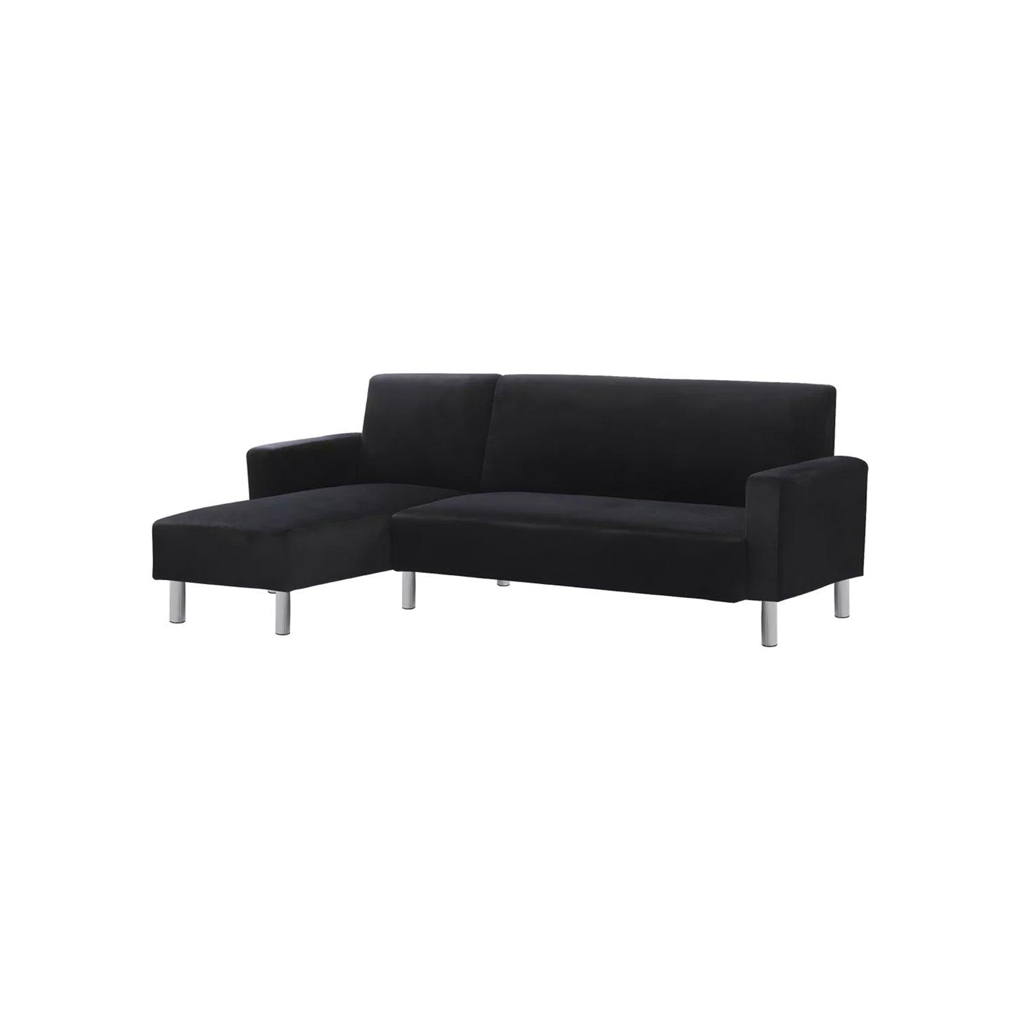 Sofá en L Izquierdo Iraitz Terciopelo premium Negro 209x100x83