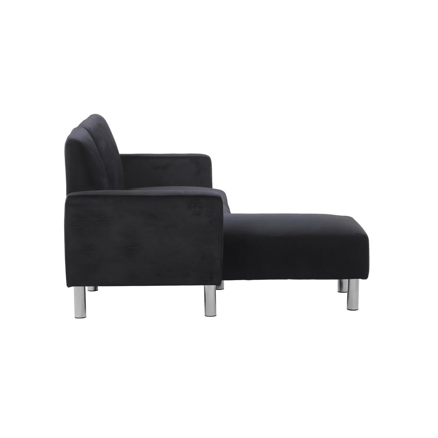 Sofá en L Izquierdo Iraitz Terciopelo premium Negro 209x100x83