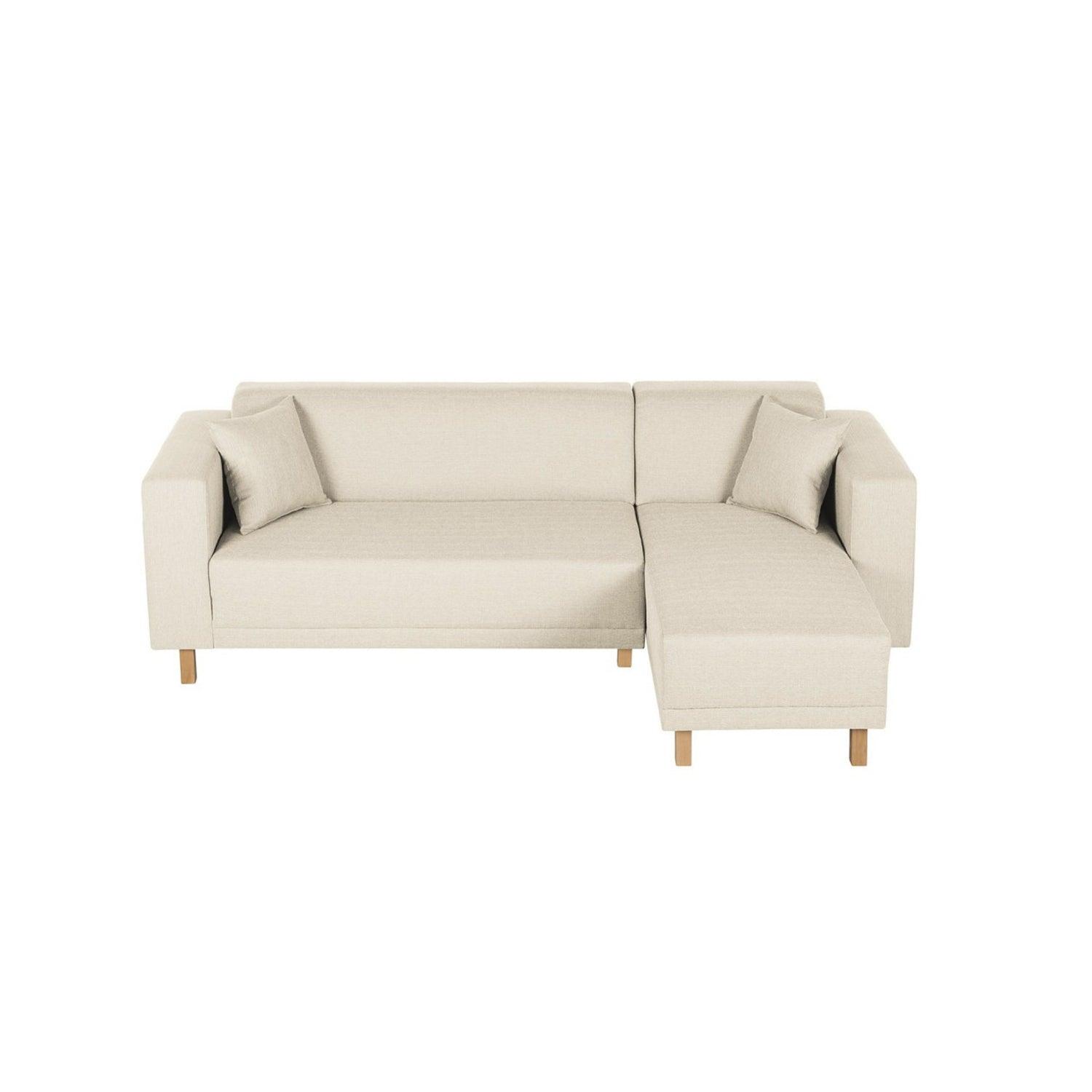 Sofá en L Derecho Iyán Terciopelo premium Beige 240x80x80