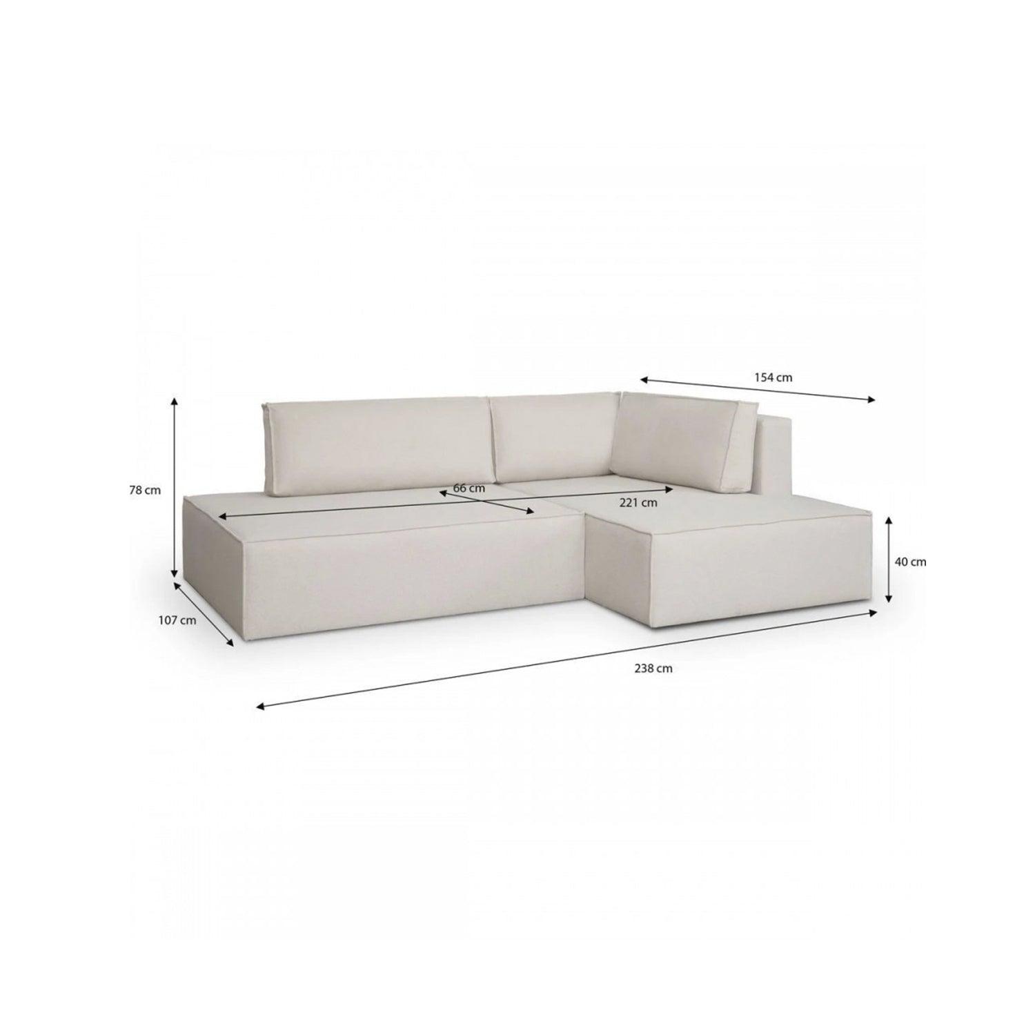 Sofá en L Derecho Leónidas Terciopelo premium Gris 238x78x95