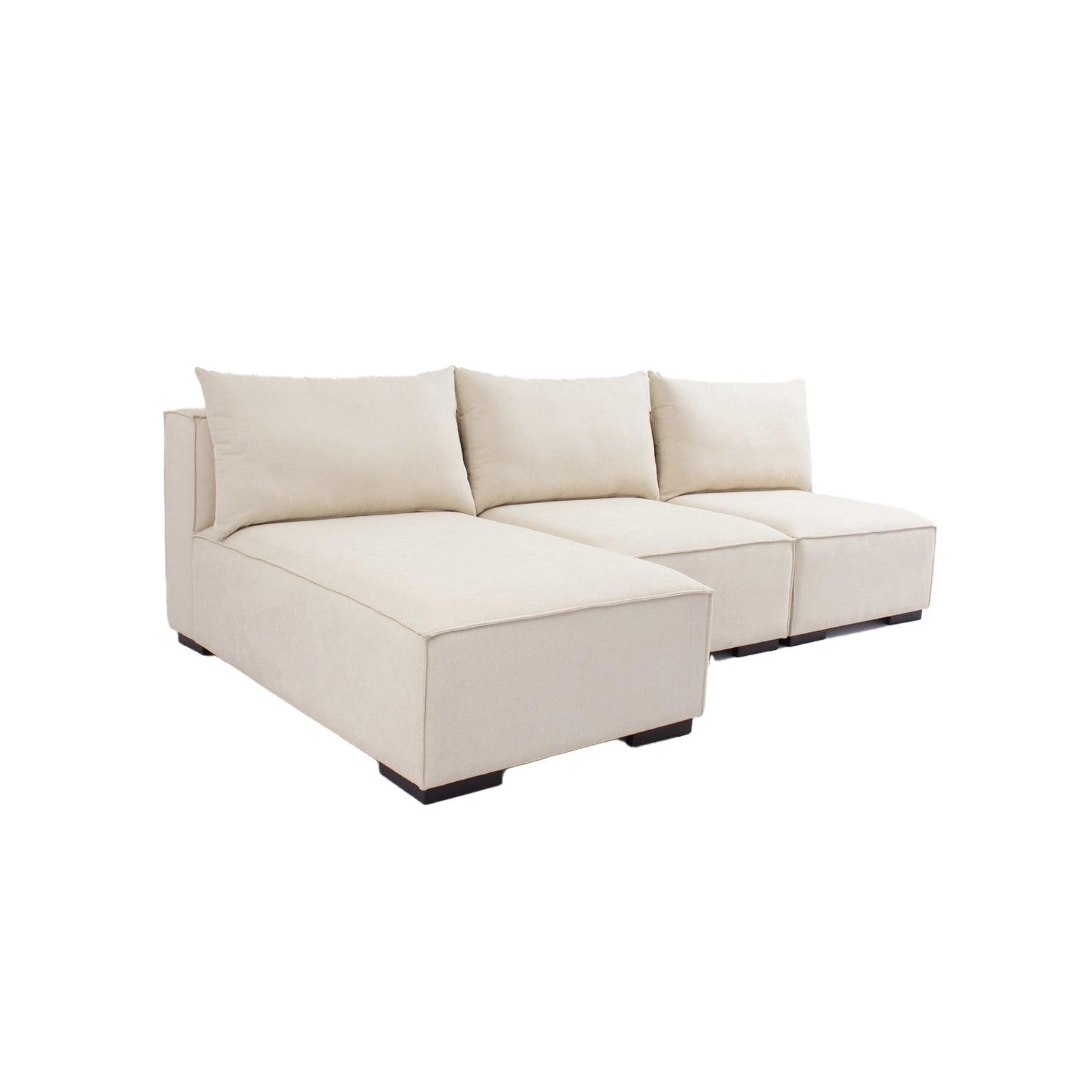 Sofá en L Izquierdo Lisandro Terciopelo premium Beige 240x80x95