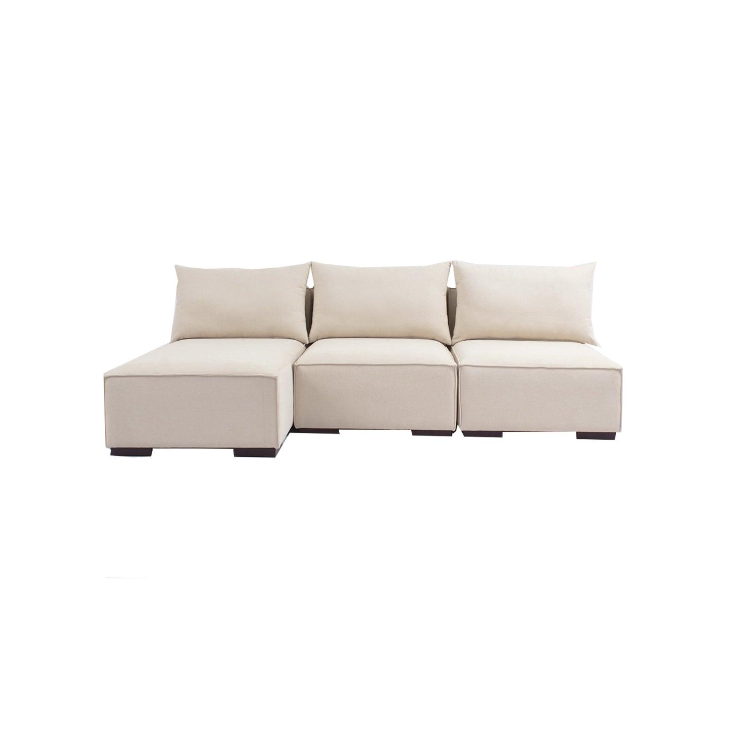Sofá en L Izquierdo Lisandro Terciopelo premium Beige 240x80x95
