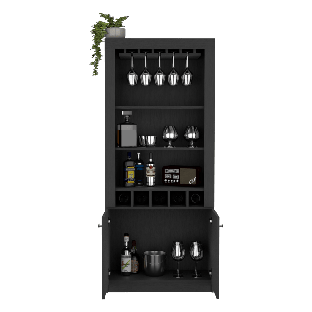 Bar Montero, Wengue, Con amplios espacios para ubicar botellas ZF - VIRTUAL MUEBLES