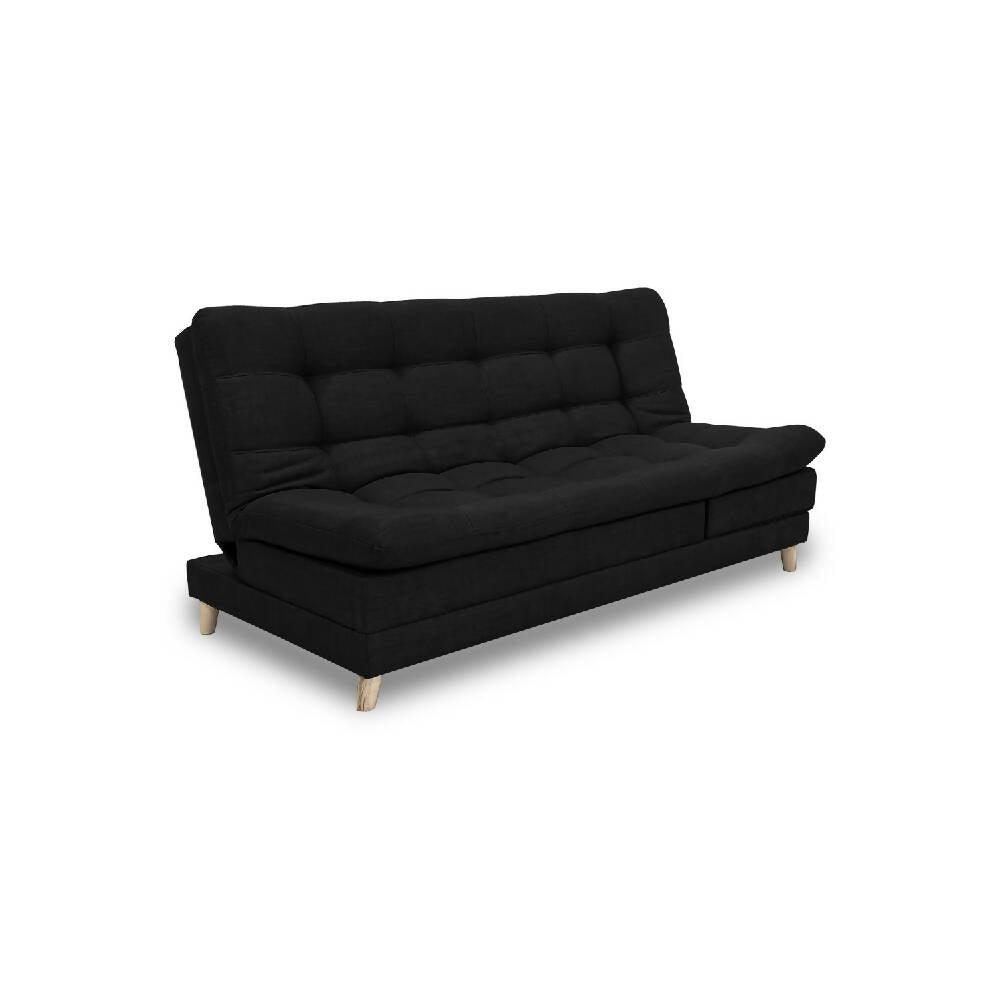 Sofá cama Cameron negro Antirasguño, patas de madera - VIRTUAL MUEBLES