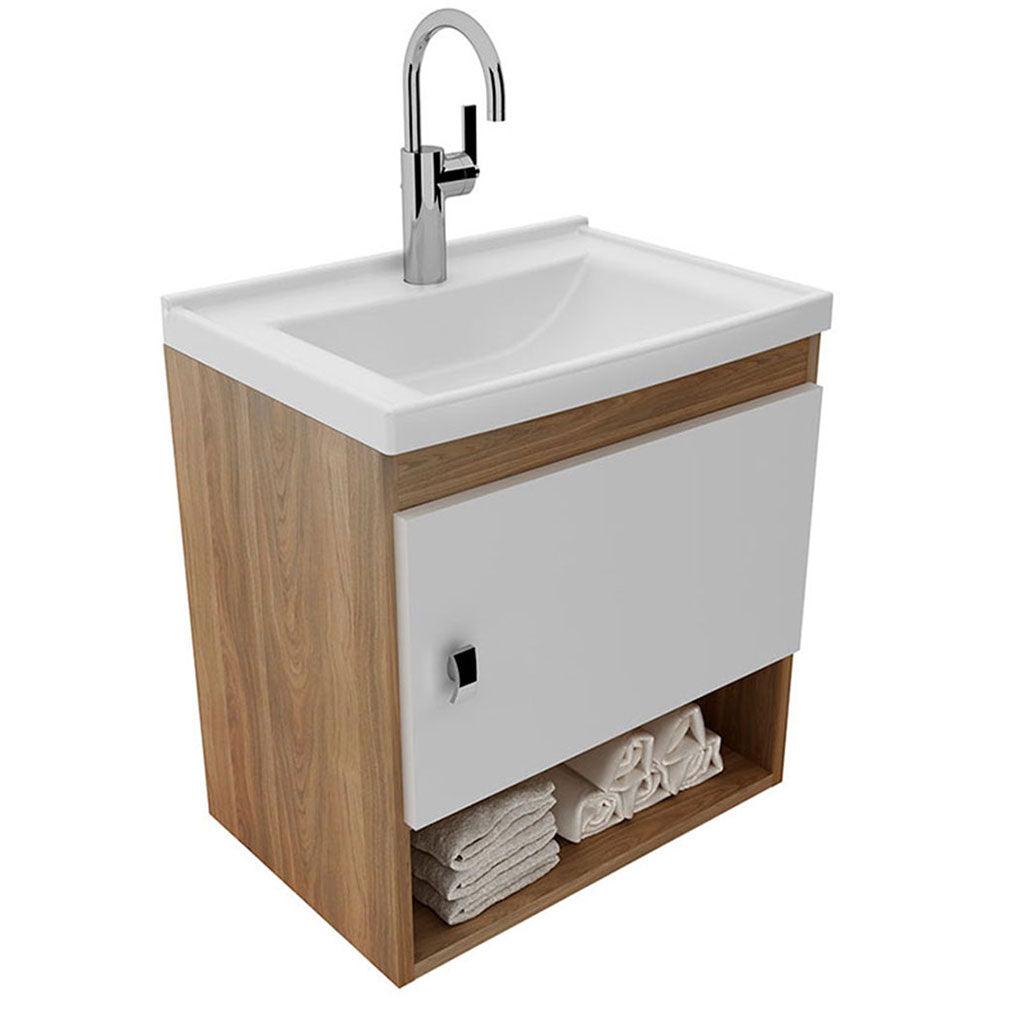 Mueble de baño con lavamanos linz teca/blanco - VIRTUAL MUEBLES