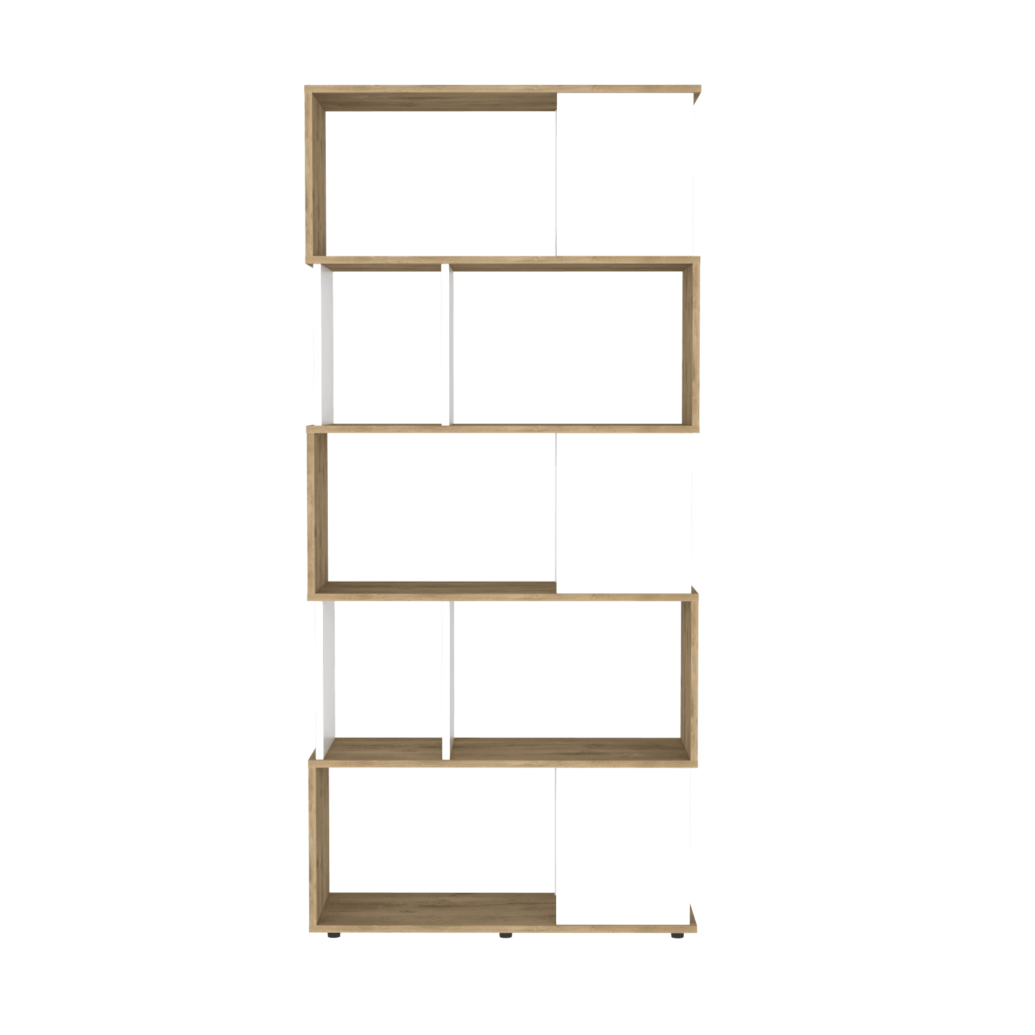 Biblioteca Noah, Macadamia y Blanco Vainilla, con Variedad de Entrepaños - VIRTUAL MUEBLES