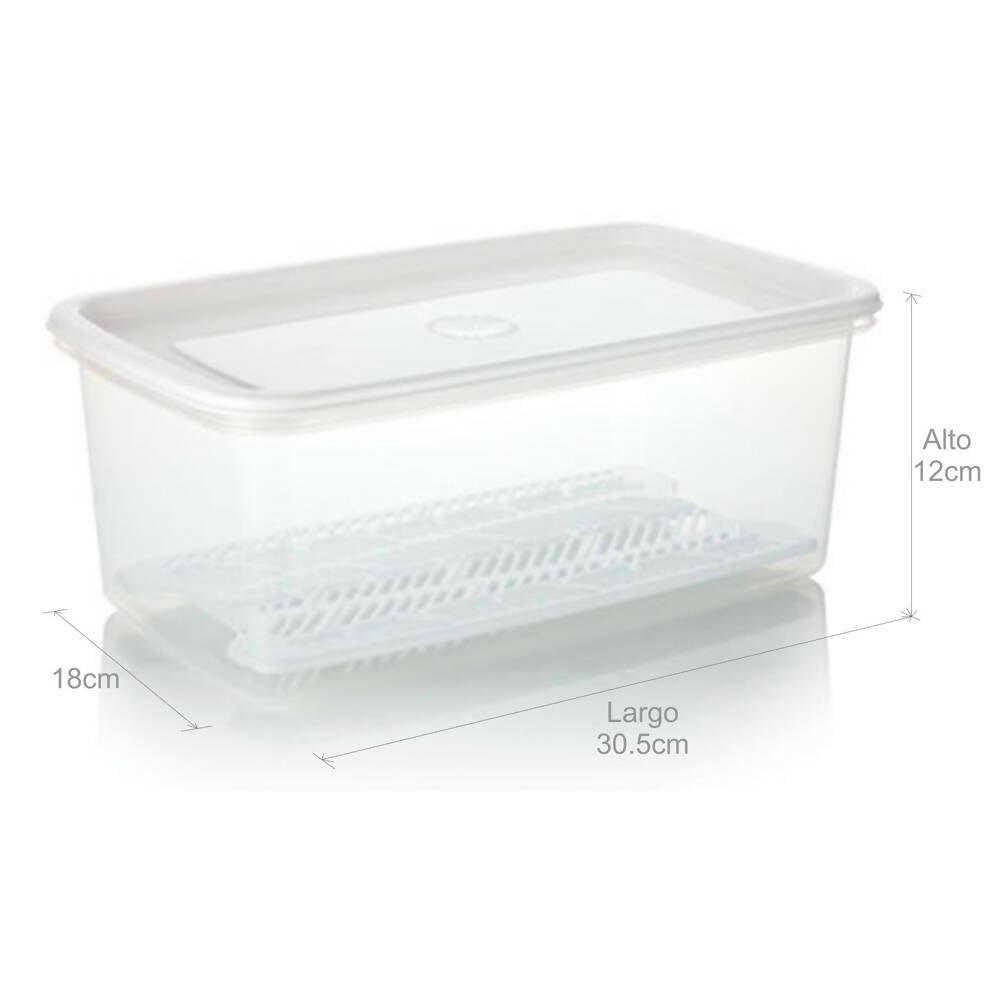 Recipiente Plus Rectangular Con Bandeja 4L Blanco - VIRTUAL MUEBLES