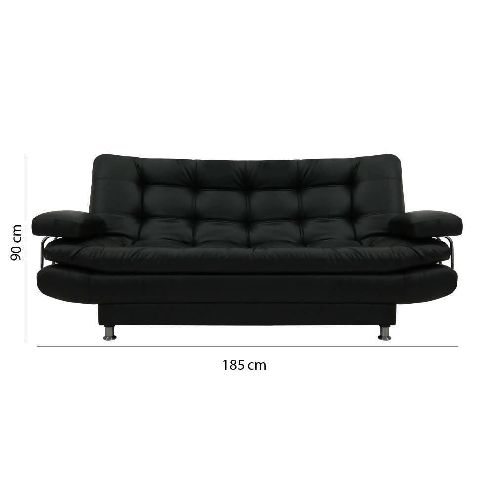 Sofá cama Damasco con brazos negro sintético - VIRTUAL MUEBLES