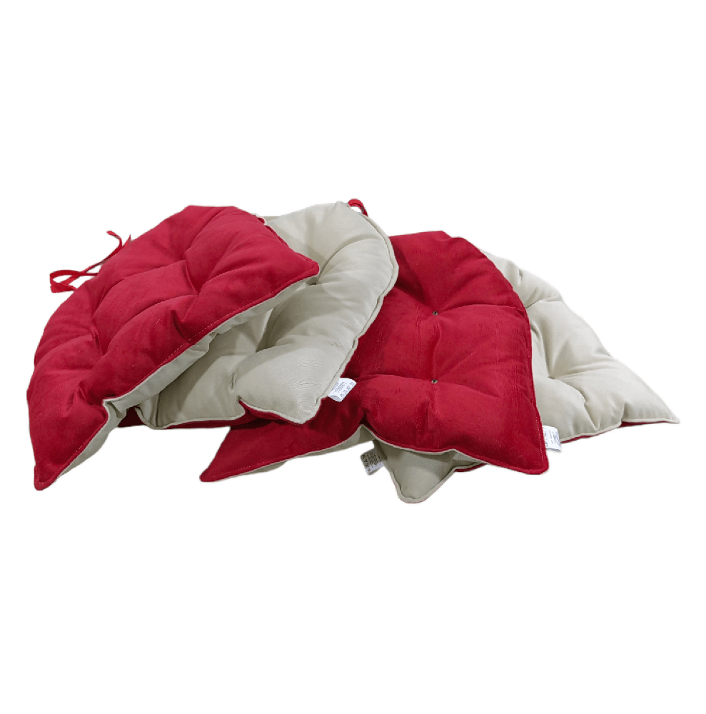 Cojin Para Silla Doble Faz Tela Pet-friendly - Rojo y Marfil x4
