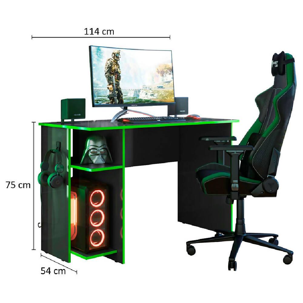Escritorio Gamer Lyon Negro/Verde - VIRTUAL MUEBLES