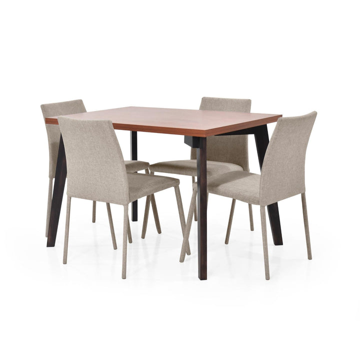 Juego de Comedor 4P Lugo Matiz Cedro Sillas Lugo Tela Beige - VIRTUAL MUEBLES