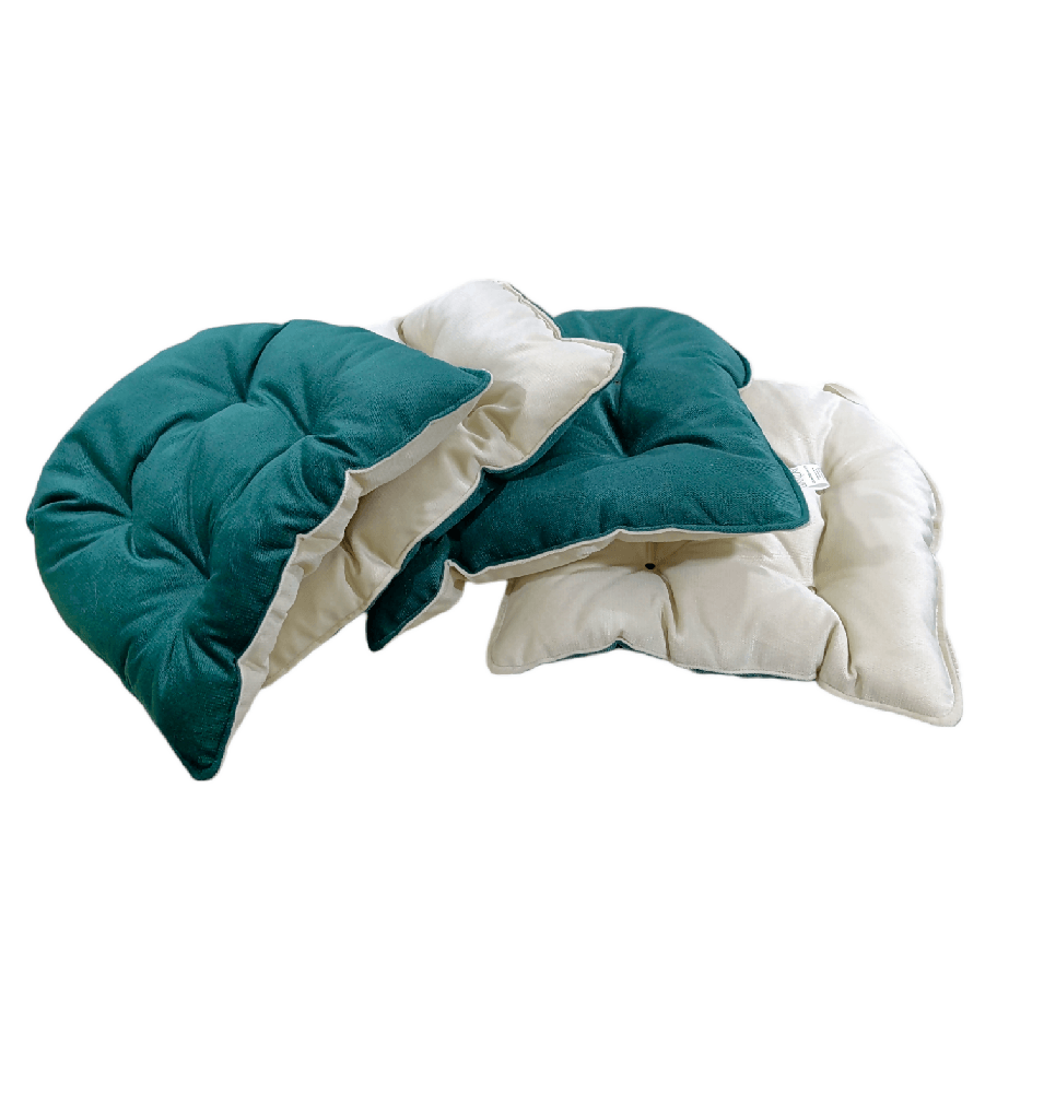 Cojin Para Silla Doble Faz Tela Pet-friendly - Verde y Marfil x4