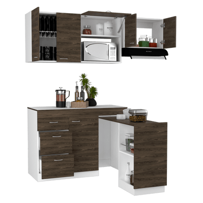 Cocina Integral Amatista color Chocolate y Blanco.