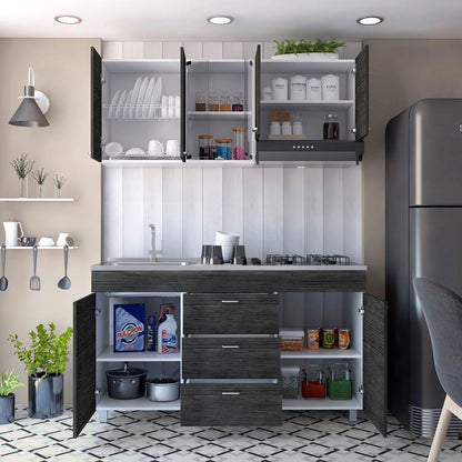 Cocina Integral Laurel color Gris y Blanco.