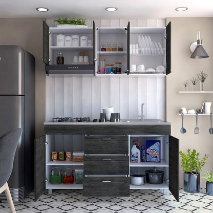 Cocina Integral Laurel color Gris y Blanco.