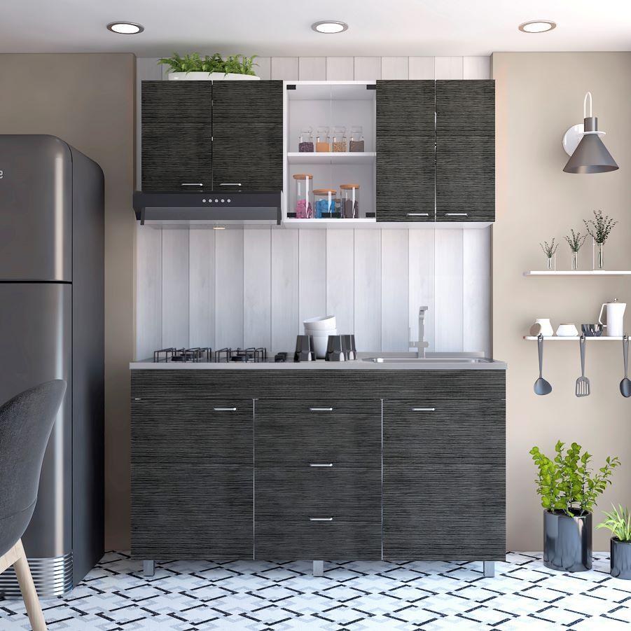 Cocina Integral Laurel color Gris y Blanco.