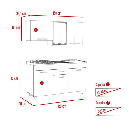 Cocina Integral Eris color Miel y Blanco.