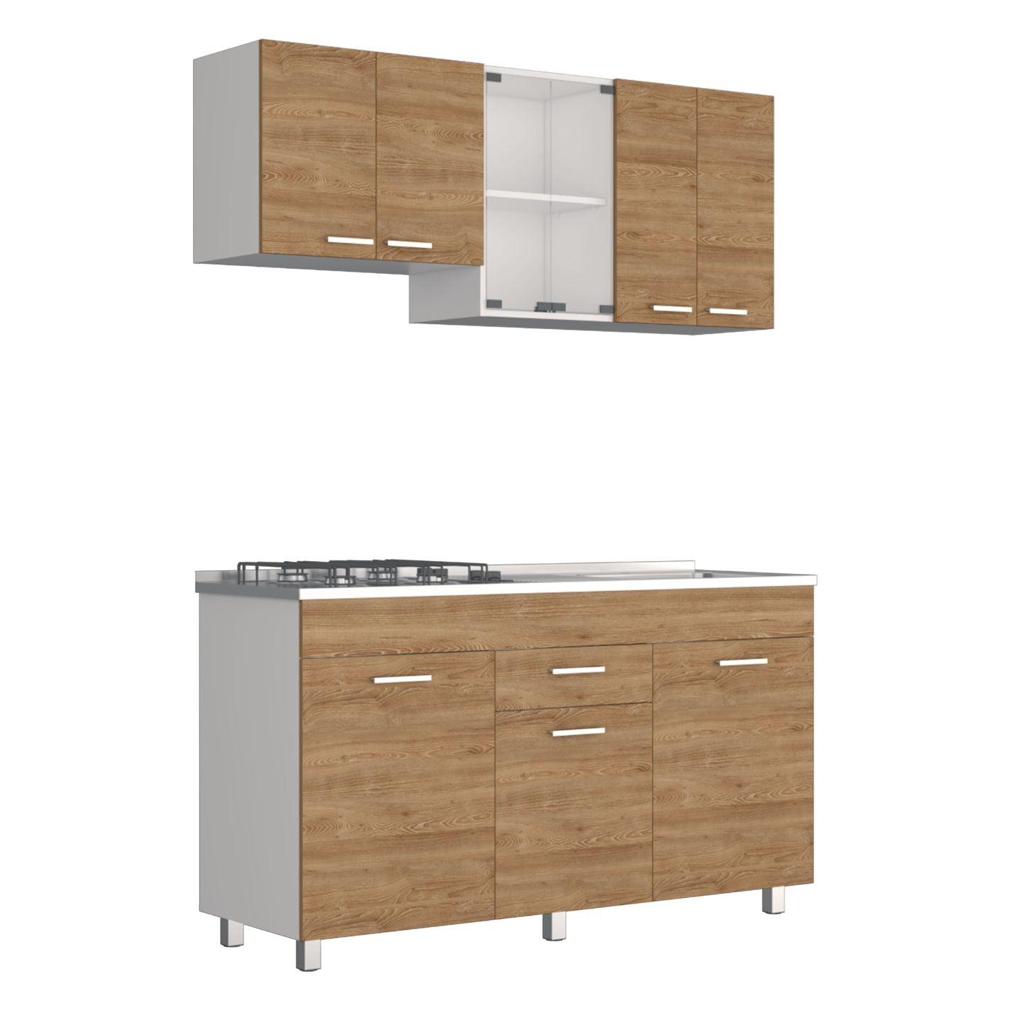 Cocina Integral Eris color Miel y Blanco.