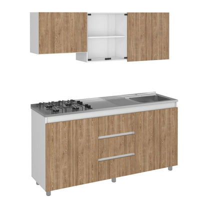 Cocina Integral Polux color Miel y Blanco.