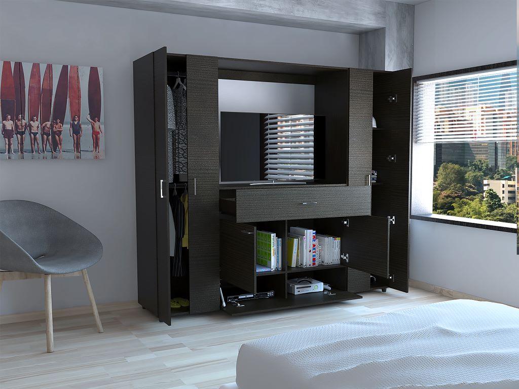 Mueble Esquinero Zendaya, Wengue, con Variedad De Entrepaños - VIRTUAL  MUEBLES