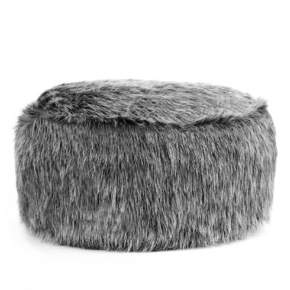 Puff Descansa pies Reposapies En Peluche Gris Matizado - VIRTUAL MUEBLES