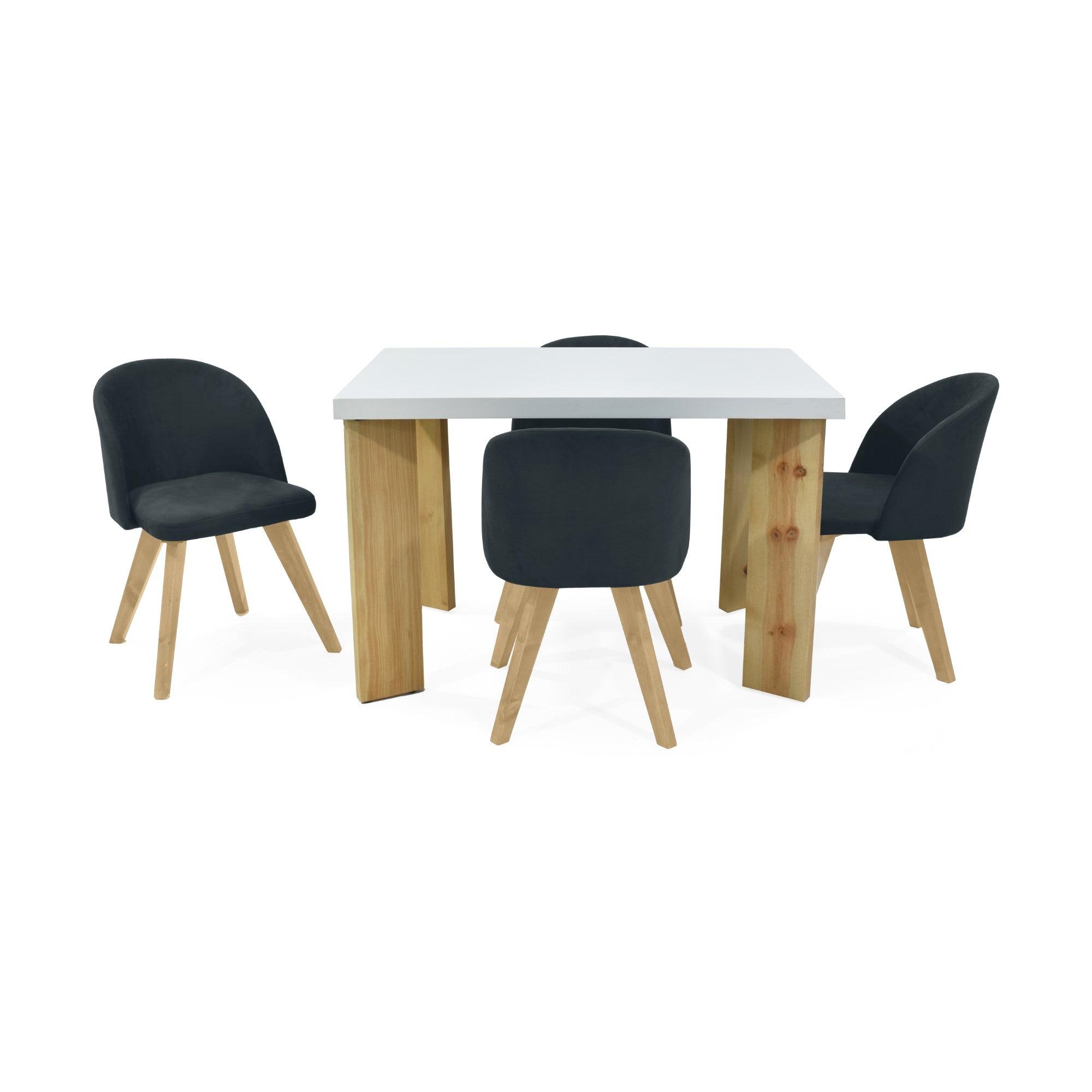 Juego de Comedor Sevilla 4 Puestos con Silla Sabina Tela Gris