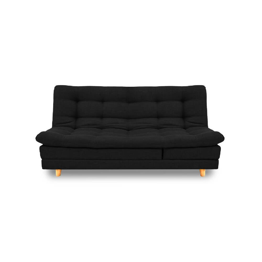 Sofá cama Cameron negro Antirasguño, patas de madera - VIRTUAL MUEBLES