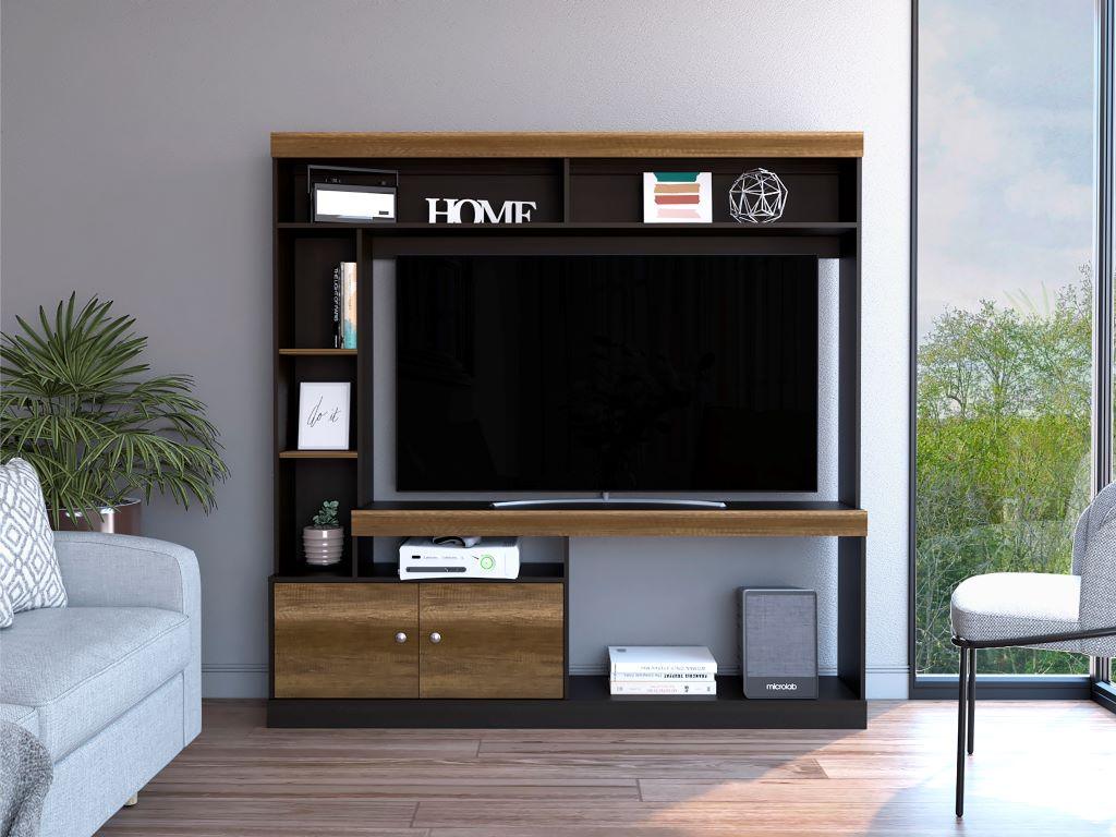 Mesa para TV Clasic color Wengue y Cobre para Sala.
