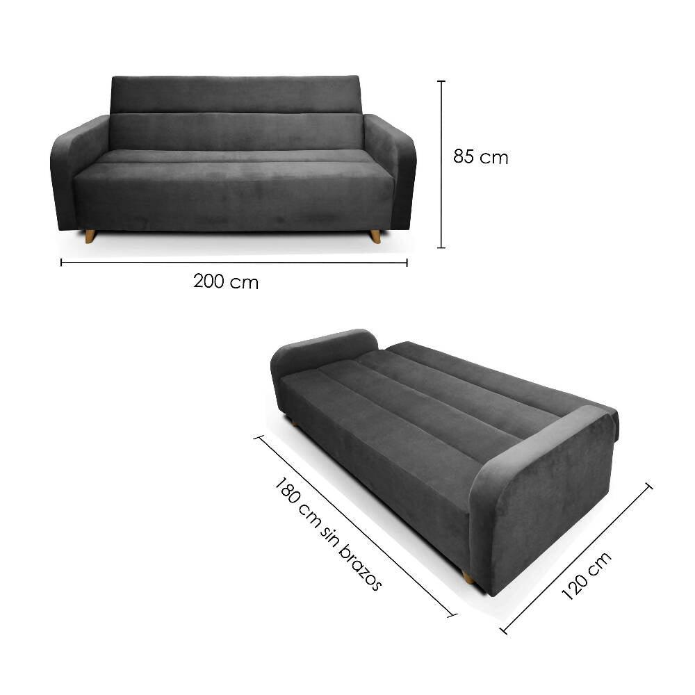Sofacama Ungaro 3 Posiciones Tela Gris - VIRTUAL MUEBLES