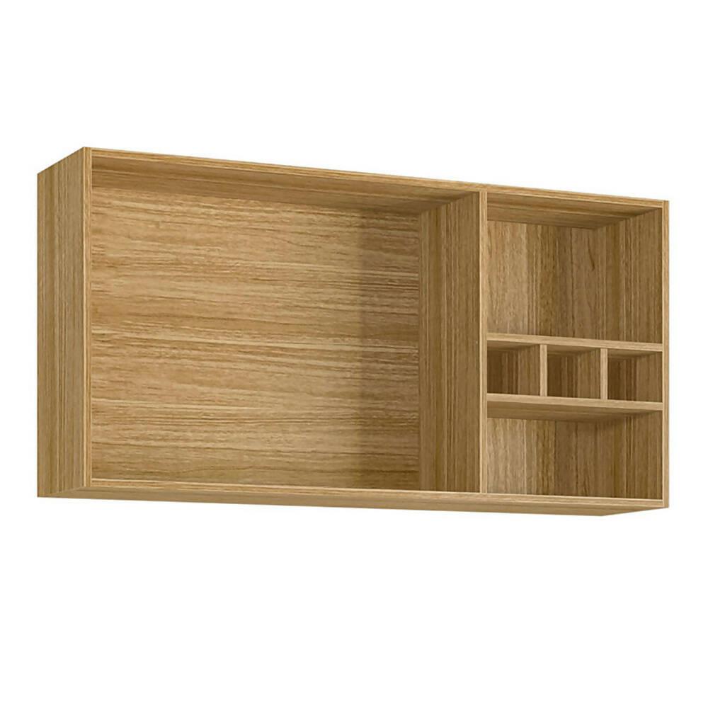 Cocina 120cm Jazmín 6 Puertas 2 Cajones Maderado Natural/Gris - VIRTUAL MUEBLES