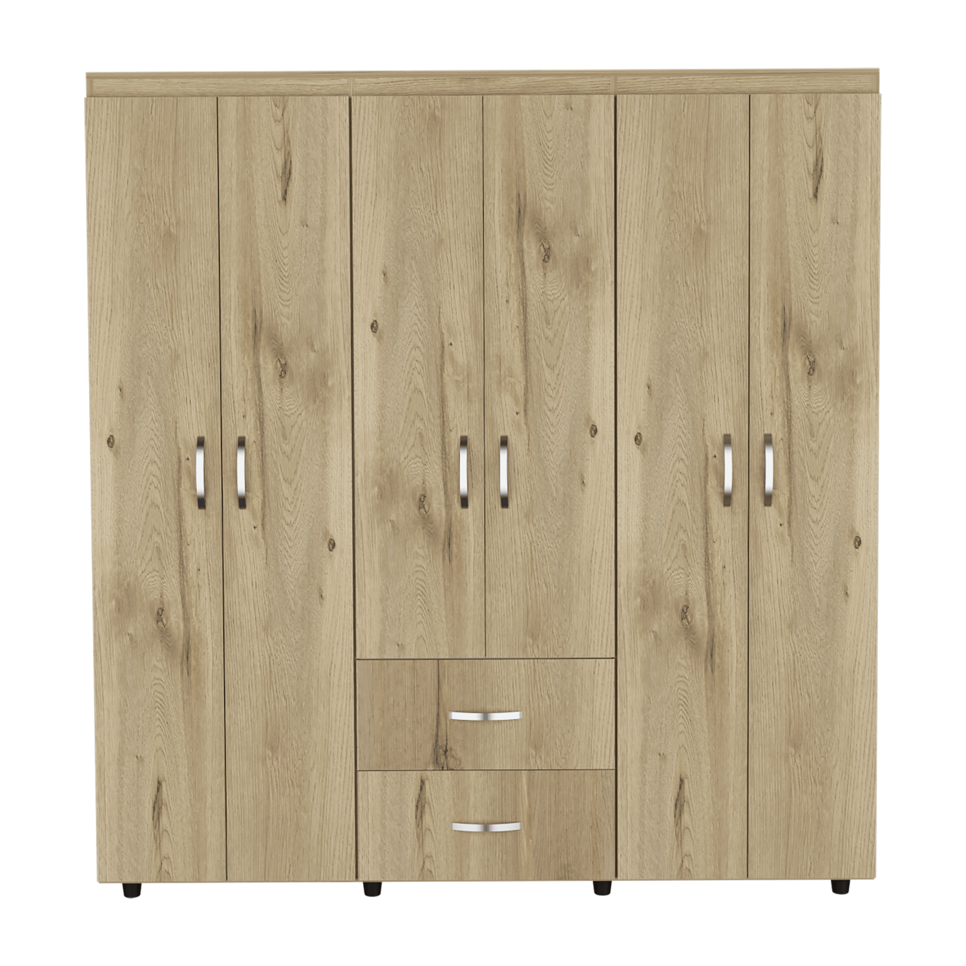 Closet Bariloche Bombay, Café claro y Blanco Vainilla, Variedad de Entrepaños y Seis Puertas Abatibles - VIRTUAL MUEBLES