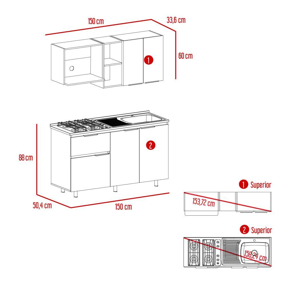 Cocina Integral Depay Color Nogal y Blanco Para Cocina.