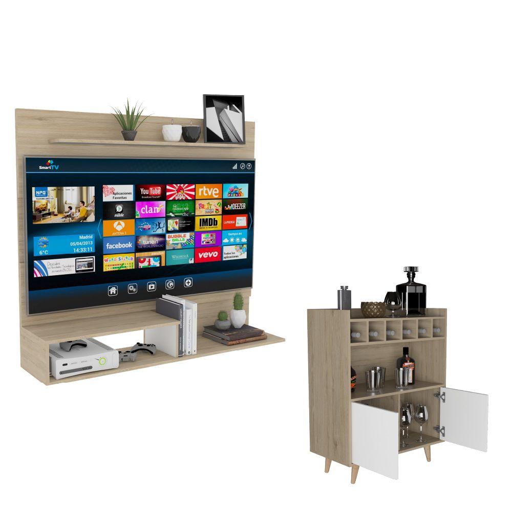 Combo para Sala de Estar Blander, incluye Panel de TV y Bar.