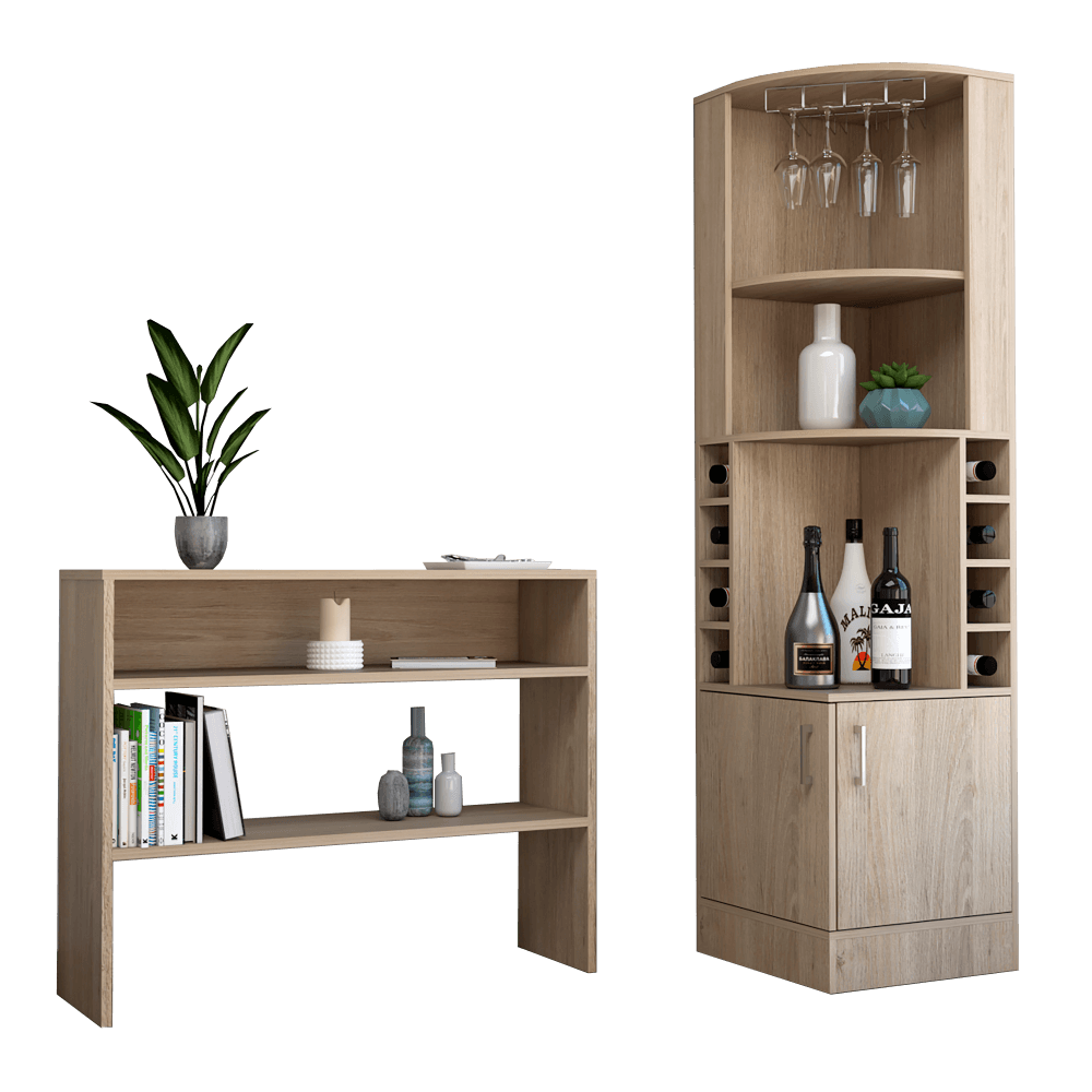 Combo Para Sala Udine, Incluye Bar Esquinero Y Mesa Auxiliar.