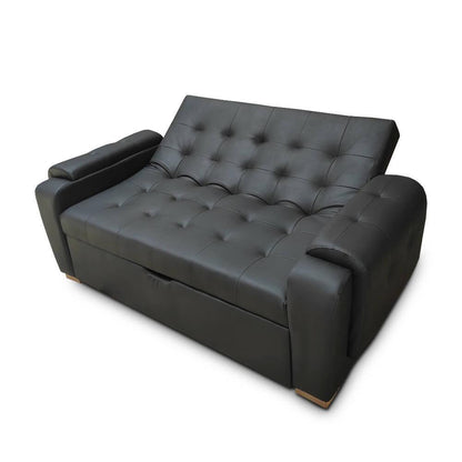 Sofacama Multifuncional Vignelli Tipo Cuero Negro - VIRTUAL MUEBLES