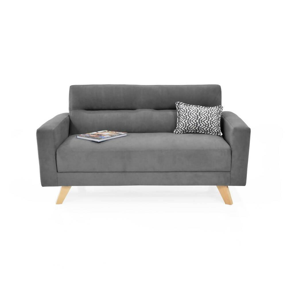 Sofa 2 Puestos Barza Tela Gris - VIRTUAL MUEBLES