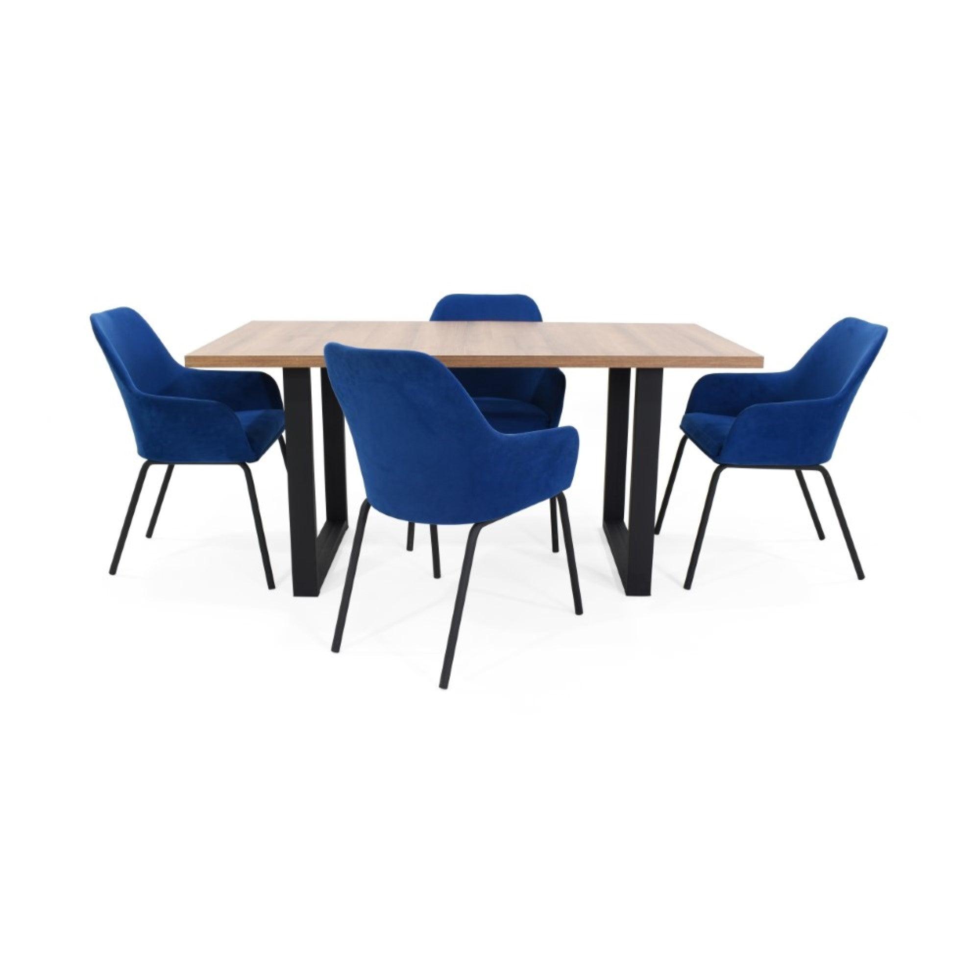 Comedor Marsella con Sillas Mendoza Tela Azul - VIRTUAL MUEBLES