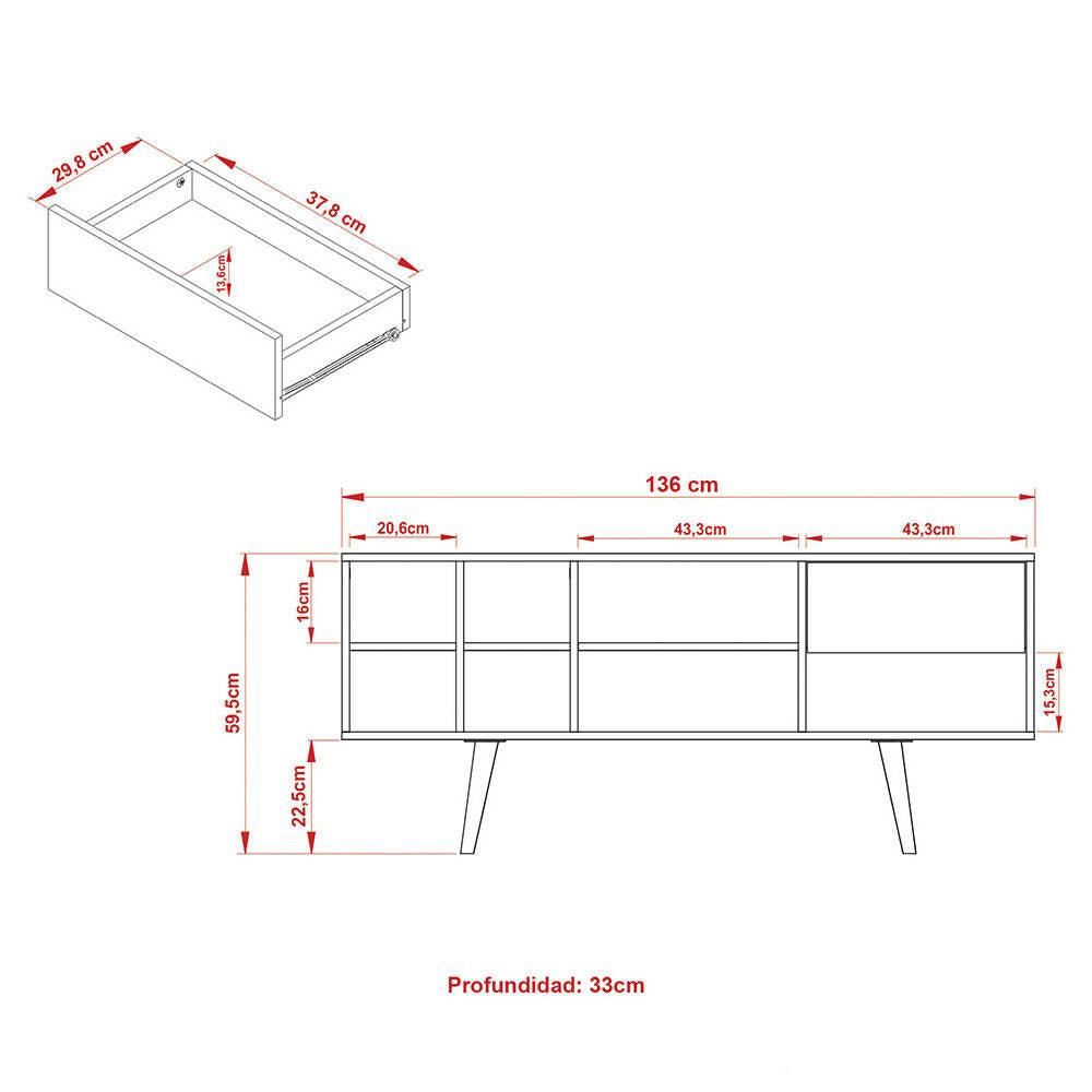 Mesa para TV Chile Almendra/Negro - VIRTUAL MUEBLES