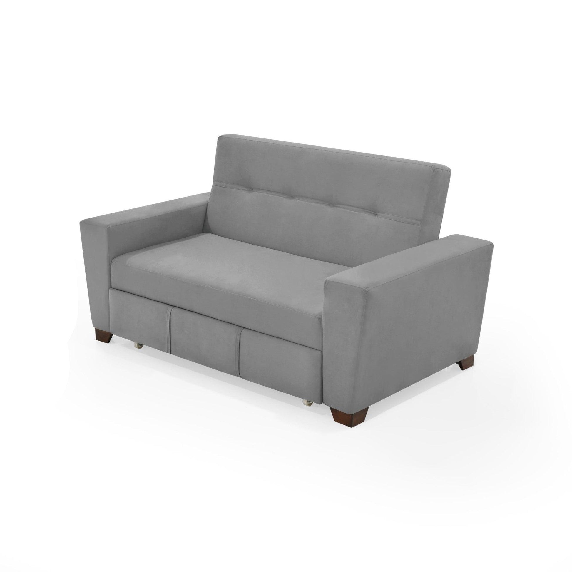 Sofa Cama 2P Hamburgo Tela Gris - VIRTUAL MUEBLES