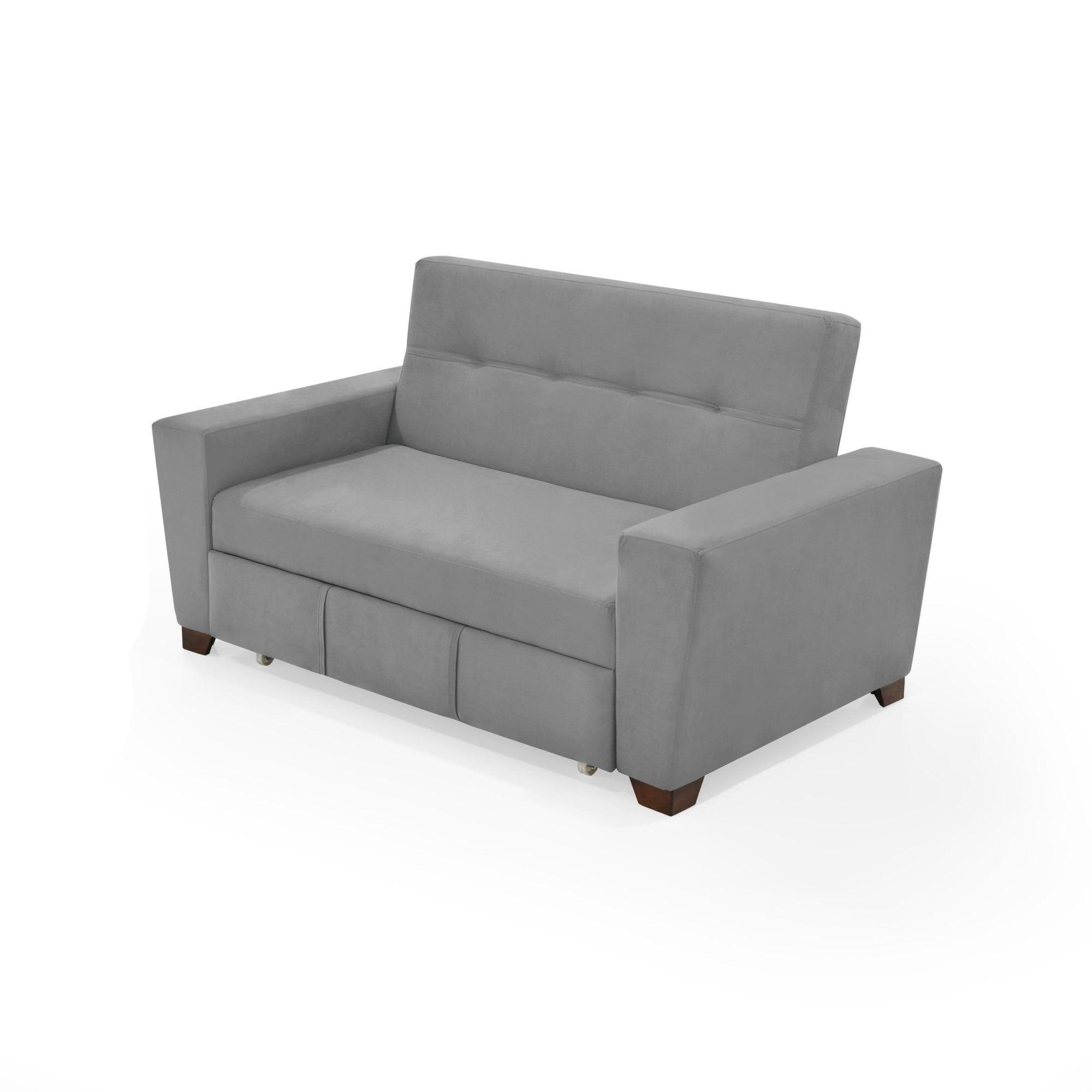 Sofa Cama 2P Hamburgo Tela Gris - VIRTUAL MUEBLES