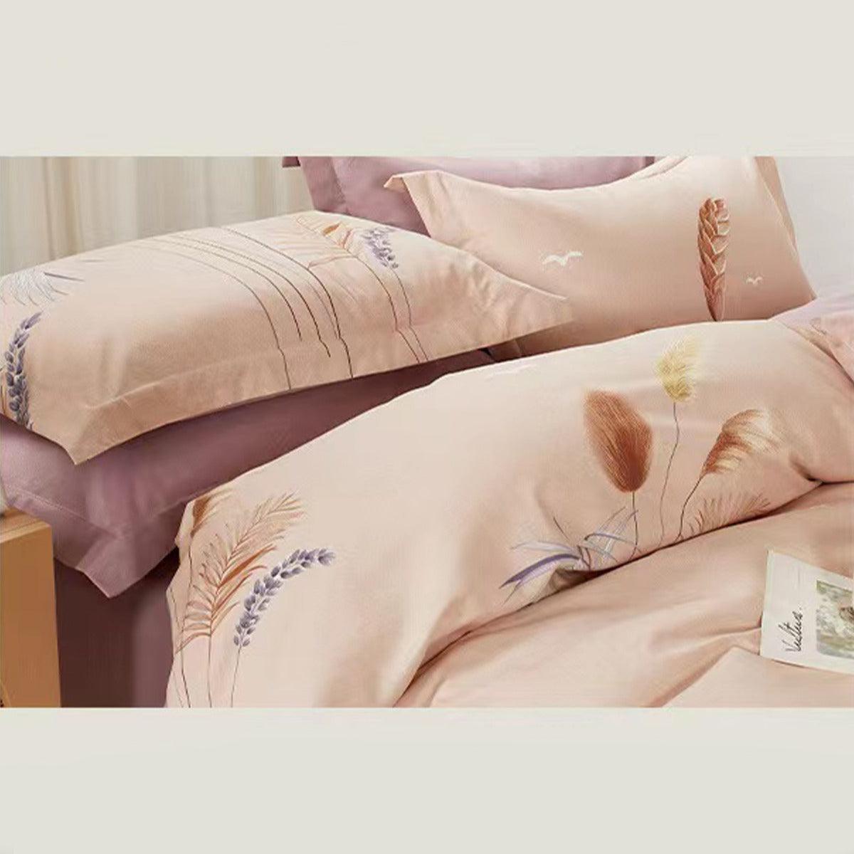 Duvet Estampado Flores Suaves Doble + Sábana Plana
