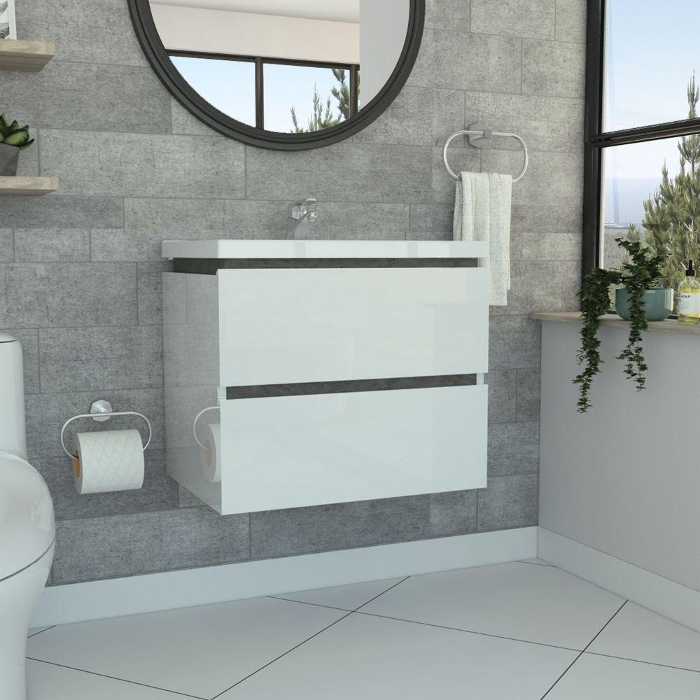 Mueble Lavamanos Pontus color Blanco y Gris para Baño.